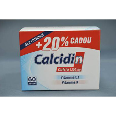 Calcidin Calciu 1200mg + D3 + K 60 plicuri